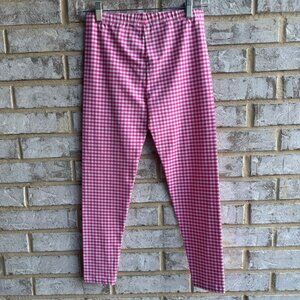 Polo Ralph Lauren White/Pink Gingham Cotton Blend Capri Leggings Size L (12-14)